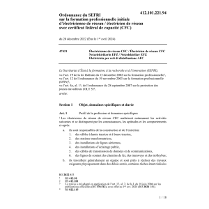 O SEFRI électricienne/ien de réseau CFC