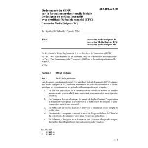 O SEFRI designer médias interactifs CFC