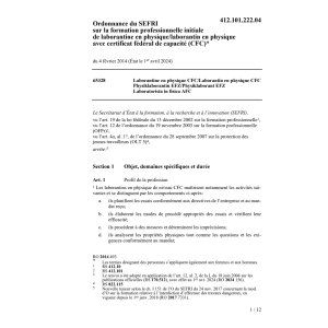 O SEFRI Laborantine/in en physique CFC