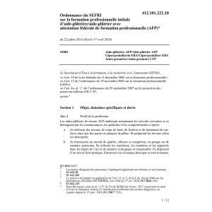 O SEFRI aide-plâtrière/aide-plâtrier AFP