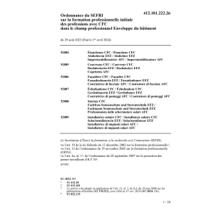 O SEFRI form. prof. envelo. édifices CFC