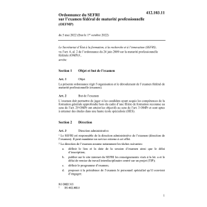 O SEFRI exam. féd. maturité profession.