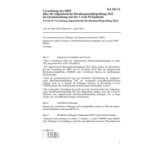 Covid-19-V, eidg Berufsmaturitätsprüfung