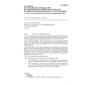 V COVID-19 Berufsmaturitätsprüfungen