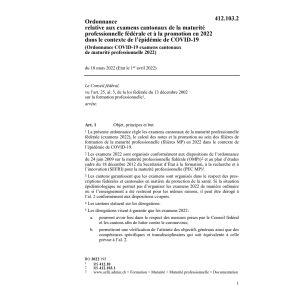 O COVID-19 exam. cant. maturité profess.