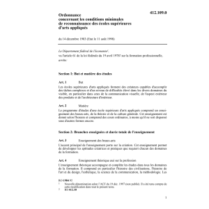 O conditions minimales écoles d'arts