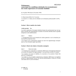O conditions des écoles écomie familiale