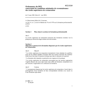 O conditions des écoles de restauration