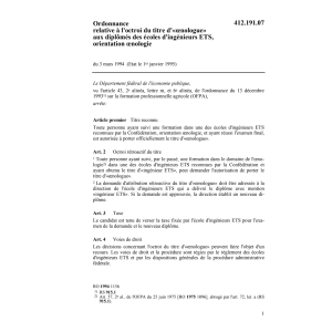 O l'octroi du titre d'oenologue