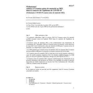 O (Covid-19) examen de maturité 2020
