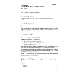 GeschäftsordnungETH-Beschwerdekommission
