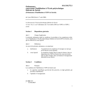 O habilitation à l'EPF de Zürich