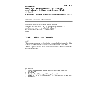 O d'admission EPFZ