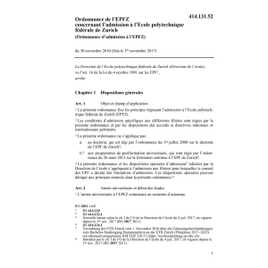 O admission l'EPFZ