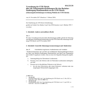 V Zulassungsbeschränkung Humanmed. ETH