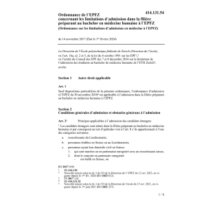 O limitations admission médecine EPFZ