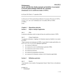 O contrôle des études à EPF, Lausanne
