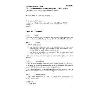 O doctorat EPF, Zurich