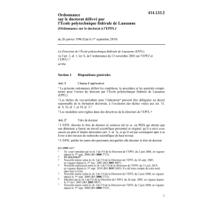 O doctorat délivré par EPF, Lausanne
