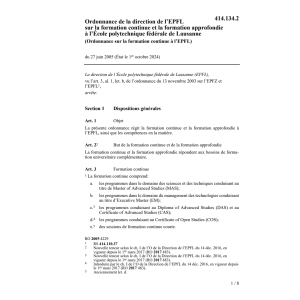 O formation continue à EPFL Lausanne