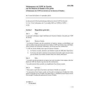 O EPF Zurich bourses d’études et prêts