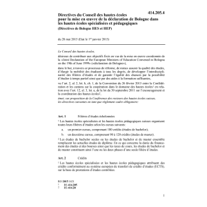 Directives de Bologne HES et HEP