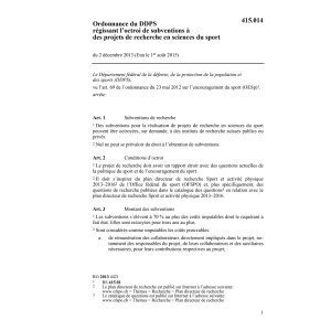 O subventions projets recherche sport