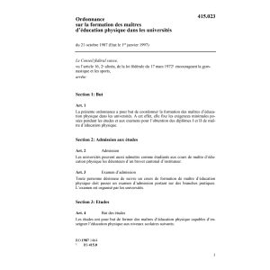 O formation des maîtres d'éducation phys