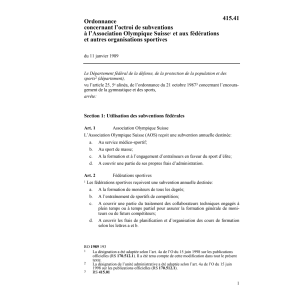 O subventions association suisse sport
