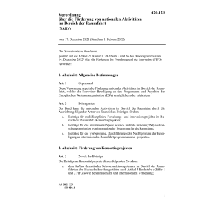 V Förderung Aktivitäten Raumfahrt (NARV)