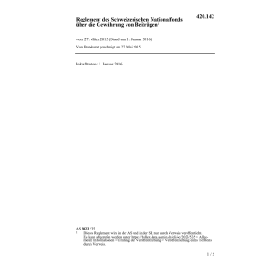 Regl. des Schweizerischen Nationalfonds