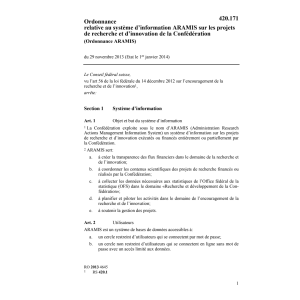 Ordonnance ARAMIS