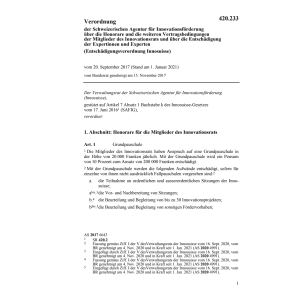 V Entschädigungsverordnung Innosuisse