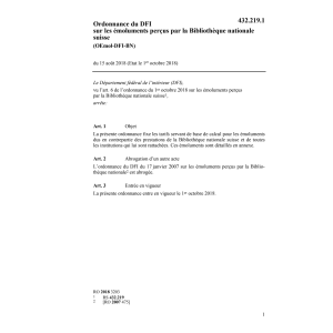 O DFI Emoluments Bibliothèque nationale