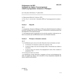 O régime d'encouragement 16-20 musique