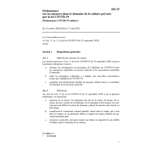O (COVID-19) dans le secteur de culture
