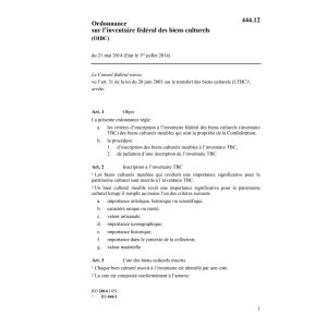 O inventaire féd. biens culturels OIBC