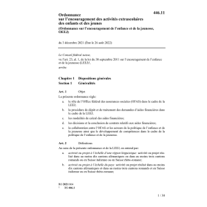O Encouragement jeunesse extra-scolaires