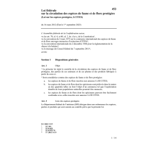 Loi sur les espèces protégées, LCITES