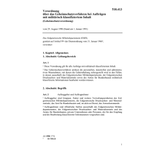 V, Geheimschutzverfahren bei Aufträgen