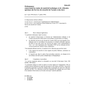 O, remise de matériel et véhicules