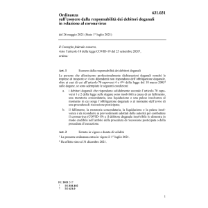 O responsabilità doganali coronavirus