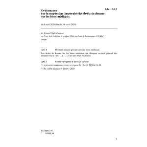 O suspension douane biens médicaux