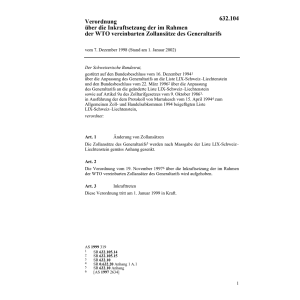 V Inkraftsetzung WTO Zollansätze