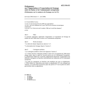 O droits de douane aus fromages CE