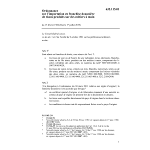 O importation douanière/tissus produits