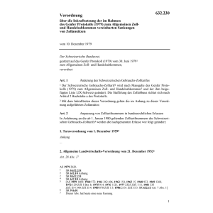 V Inkraftsetzung Senkung Zollansätze
