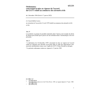 O mise vigueur accord GATT commerce