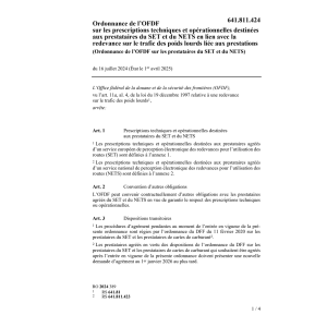 O OFDF prestataires du SET et du NETS