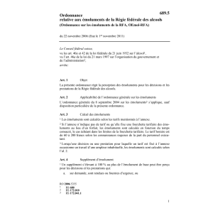 O émoluments de la Régie des alcools